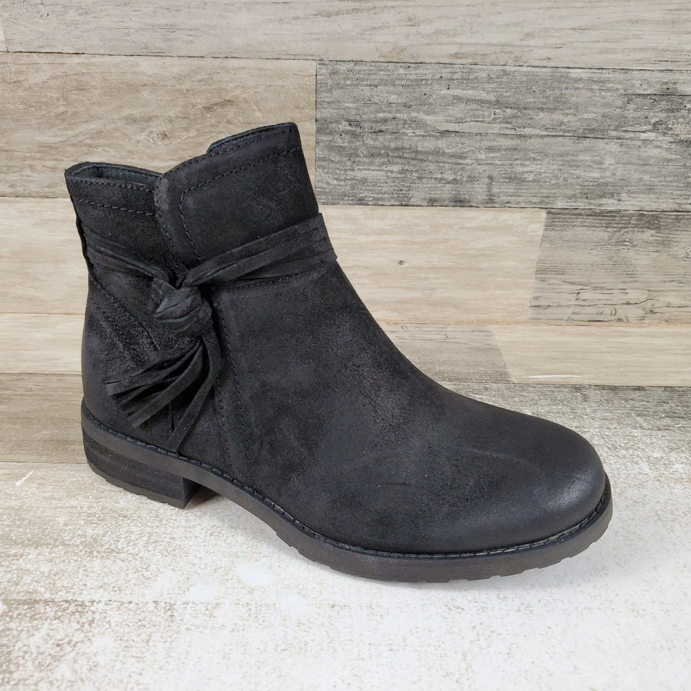 Sofft Blake Womens Ankle Boots Sz 6 M Black Suede Leather Side Zip Waterproof